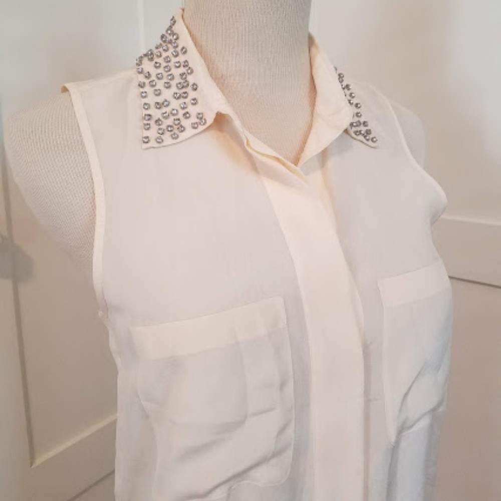 Madewell Embellished collar silk top